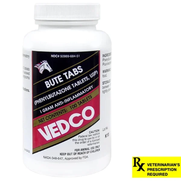 Buy Bute Tabs (phenylbutazone tablet, USP) for Horses, 1 gm x 100 tablets Online