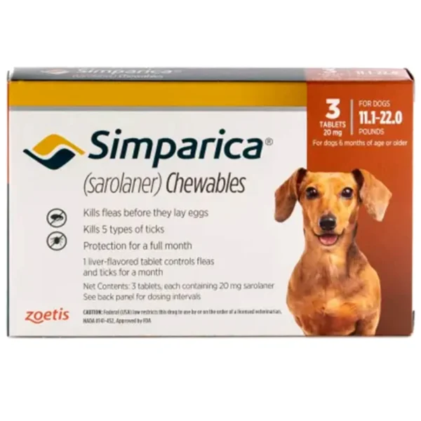 Buy Simparica (sarolaner) Chewable Tablets for Dogs Online